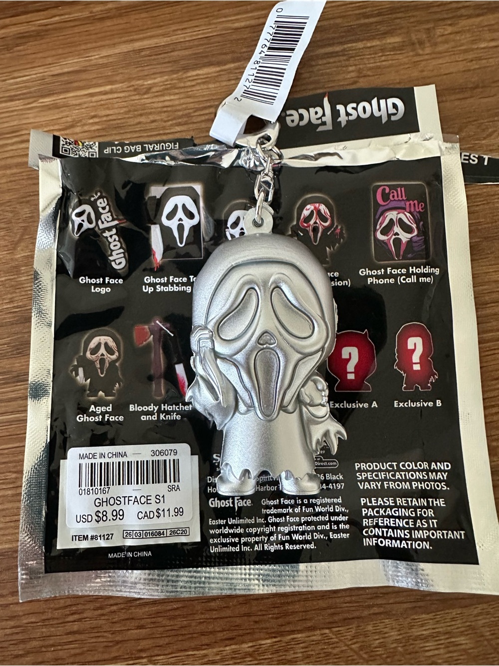 Ghost Face Figural Bag Clip - Series 1 - Exclusive B Figure Bag Clip